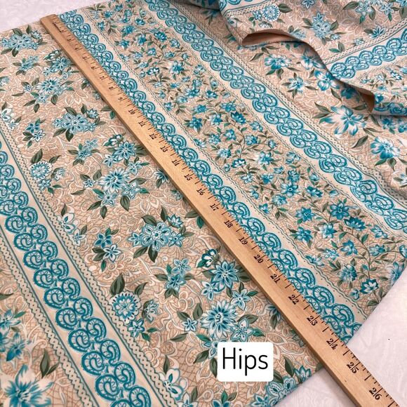 Midi Sleeveless Sheath Dress Floral Blue/Tan Women 18 Slit Career Koret Vintage - Picture 9 of 16